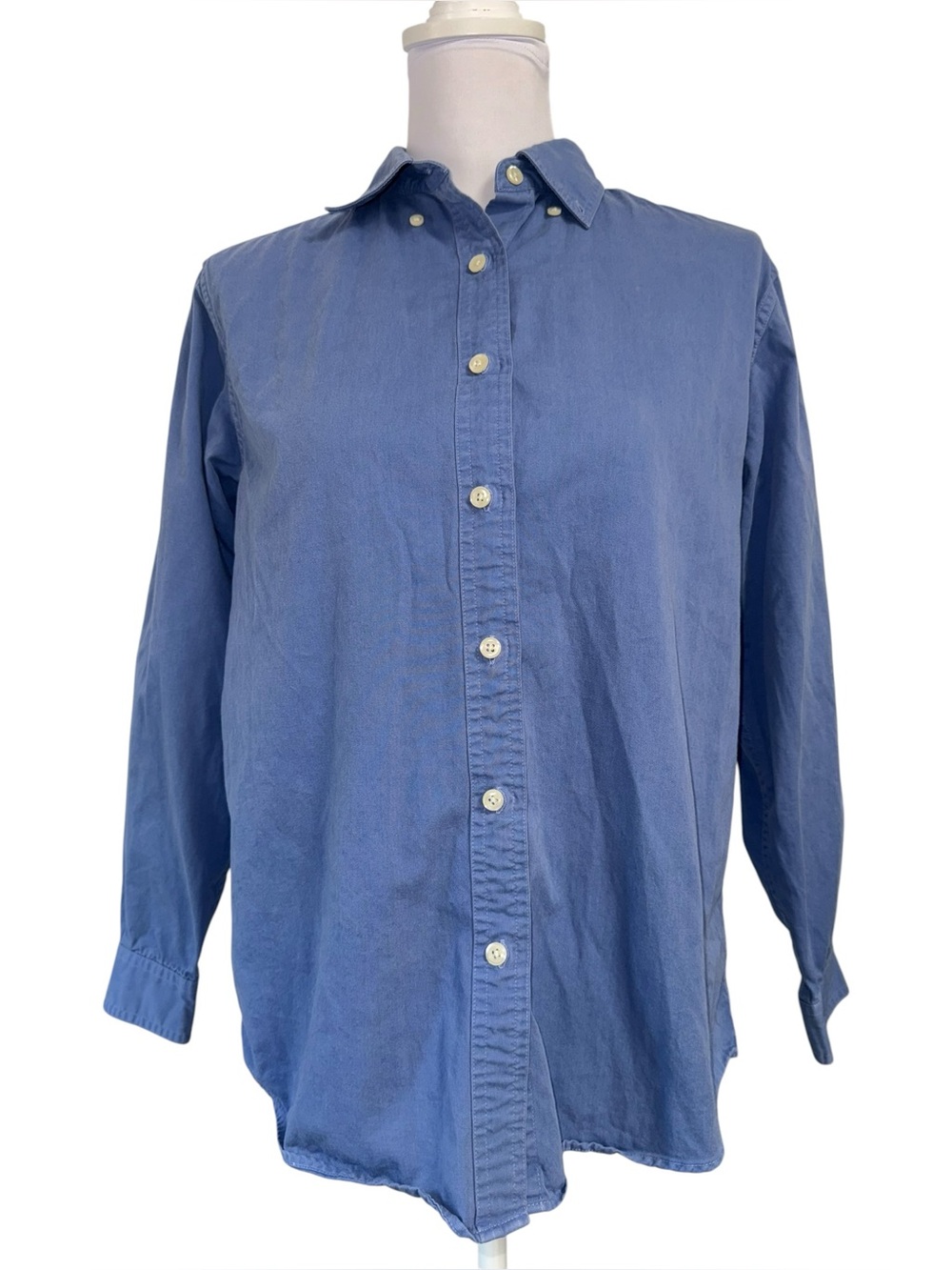 VTG L.L. Bean Women’s Small Blue Button Up Shirt Long Sleeve 100% Cotton Classic